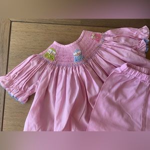 Bubble Gum Smocked top and pants set! 12 months